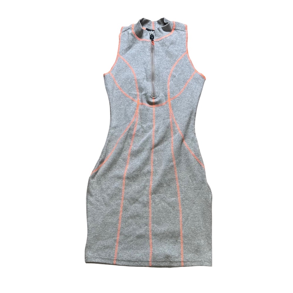Sorella Boutique Girls Tour Mini Dress Grey Neon Orange Contrast Stitch Size M